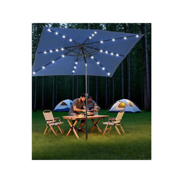 7 foot patio furniture umbrella with lights Cordless 120 LED Table Umbrella Lights Remote Control Battery Operated Waterproof Parasol String Lights for 7-11 Feet Outdoor Backyard Beach Umbrella Dcor (Warm White) coated steel Canopy Shape Lighted Cantilever Umbrella with Base