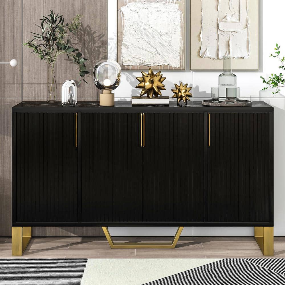 Boosicavelly Black MDF and Particle Board 60 in. Sideboard with ...