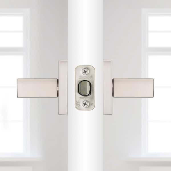 Kwikset Singapore Square Satin Nickel Bed/Bath Door Handle Kwikset Singapore Square Satin Nickel Bed/Bath Door Handle