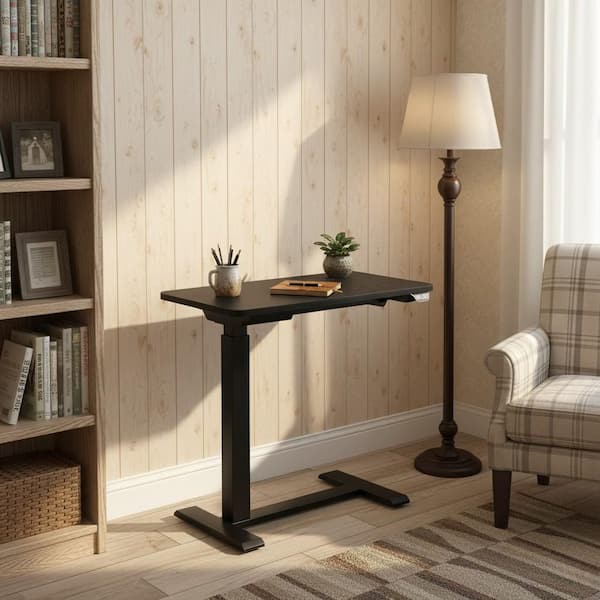 KAPA 27.55 in. Jet Black Height Adjustable Laptop Desk with Electric Lift Control and Modern Compact for Home and Office