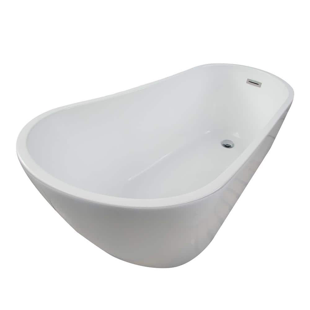 Lorenzo 60" White Acrylic Freestanding Slipper Tub
