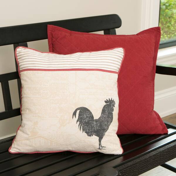 Quilted Heritage Lace Farmhouse 22 X 22 Red Pillow Cover