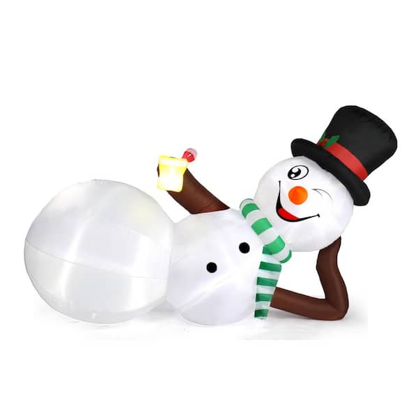 Karl home 5.9 ft. H x 9.8 ft. W White Pre-lit Lying Gingerbread Man Christmas Inflatable with LED Lights