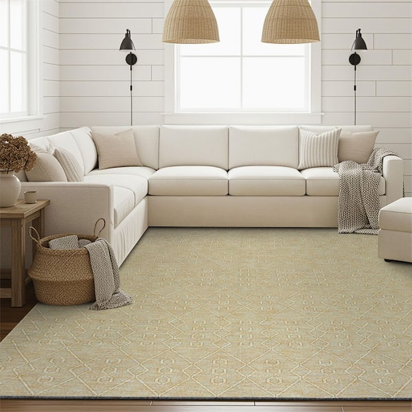 Alma Green 5 ft. x 7 ft. Geometric Machine Washable Indoor Area Rug