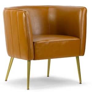 Avian Cappuccino Faux Leather Accent Chair with Decorative Stitching