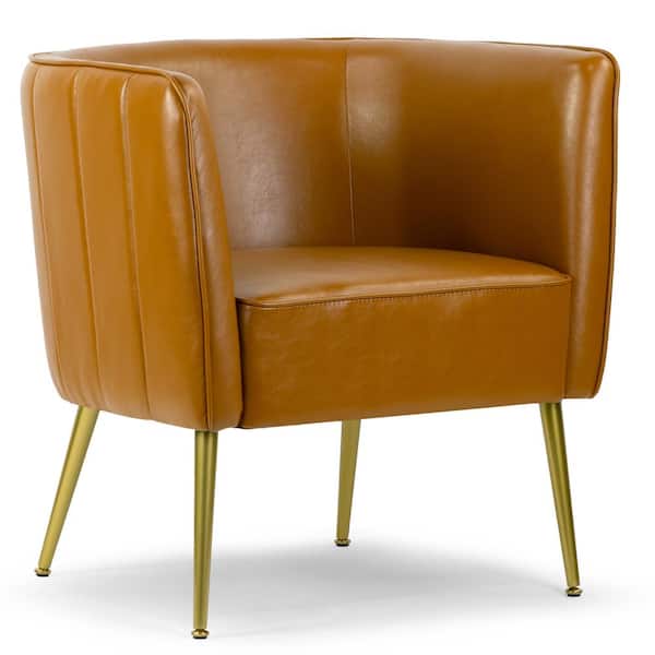 Glamour Home Avian Cappuccino Faux Leather Accent Chair with Decorative Stitching