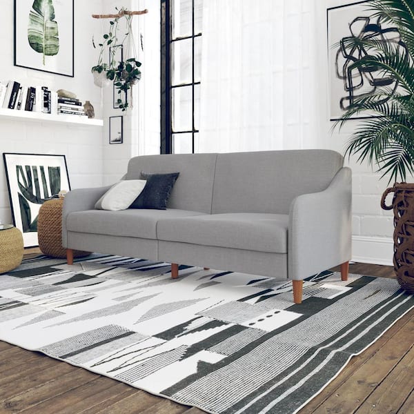 DHP Jalen Light Gray Linen Upholstered Futon
