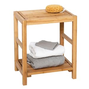 2-Tier 16.54 in. W Bamboo Spa Bench with Shelf