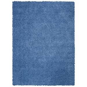 Primo Shag Blue 8 ft. x 10 ft. Solid Area Rug