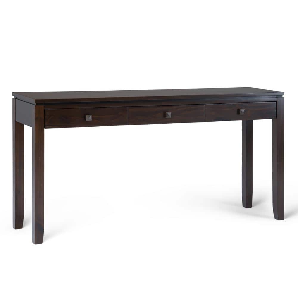 Mahogany Brown Solid Wood Console Table with Storage