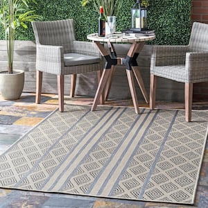 Rayna Banded Trellis Light Gray 5 ft. x 8 ft. Indoor/Outdoor Patio Area Rug