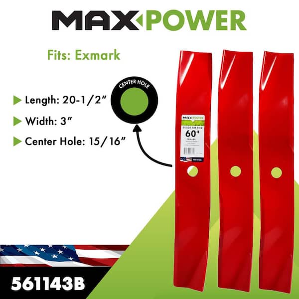 MaxPower 3 Blade Mulching Set for Many 60 in. Cut Exmark Mowers