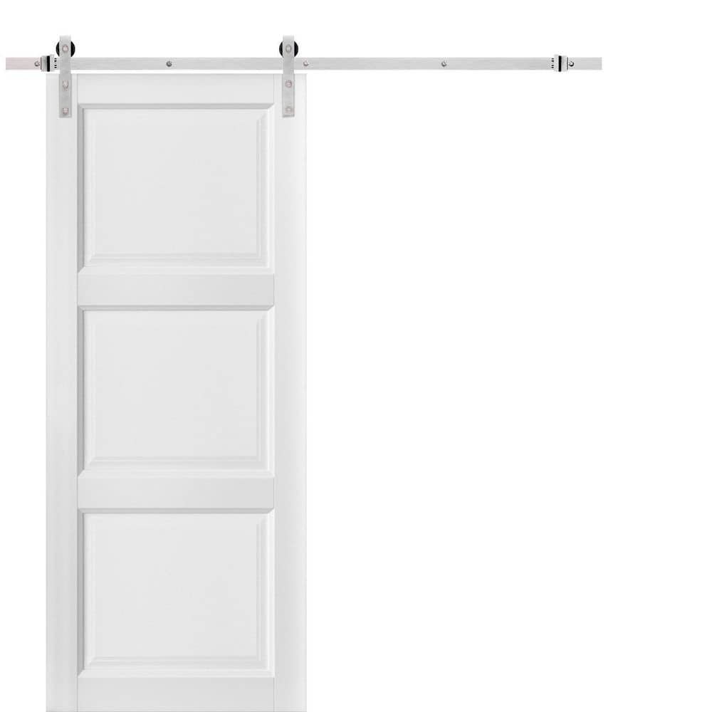 Assembly Required 42 in. x 96 in. 1-Panel White Solid Wood Sliding Barn Door with Hardware Kit price history on PriceWatchPro