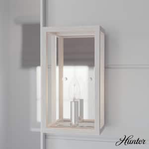 Squire Manor 1-Light Chrome Wall Sconce with Distressed White Frame