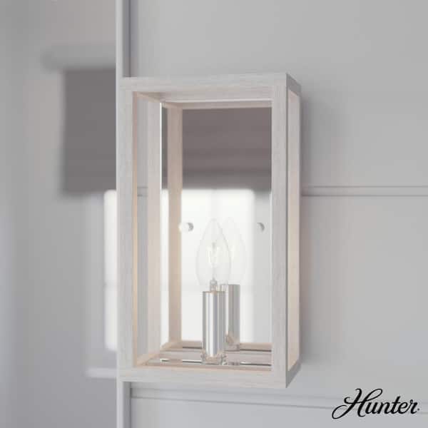 Hunter Squire Manor 1-Light Chrome Wall Sconce with Distressed White Frame