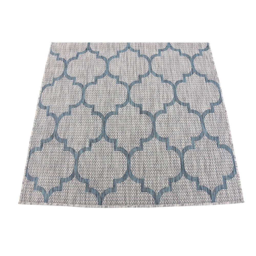 Gray and Blue Synthetic Outdoor Trellis Rug, 4' x 6'