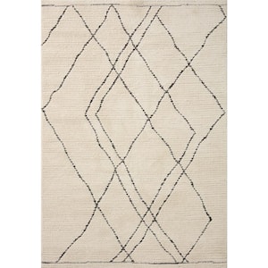 Fabian Ivory/Charcoal 2 ft. 7 in. x 10 ft. Geometric Moroccan Runner Area Rug