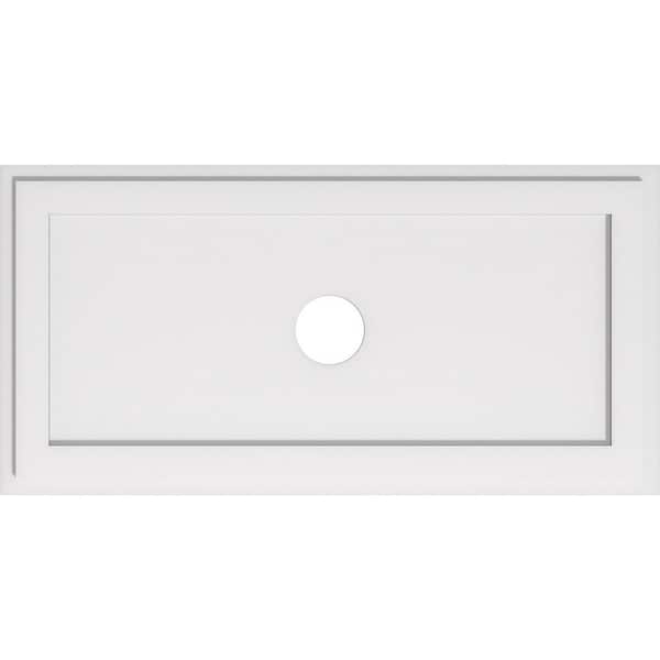 Ekena Millwork 38 in. W x 19 in. H x 4 in. ID x 1 in. P Rectangle Architectural Grade PVC Contemporary Ceiling Medallion