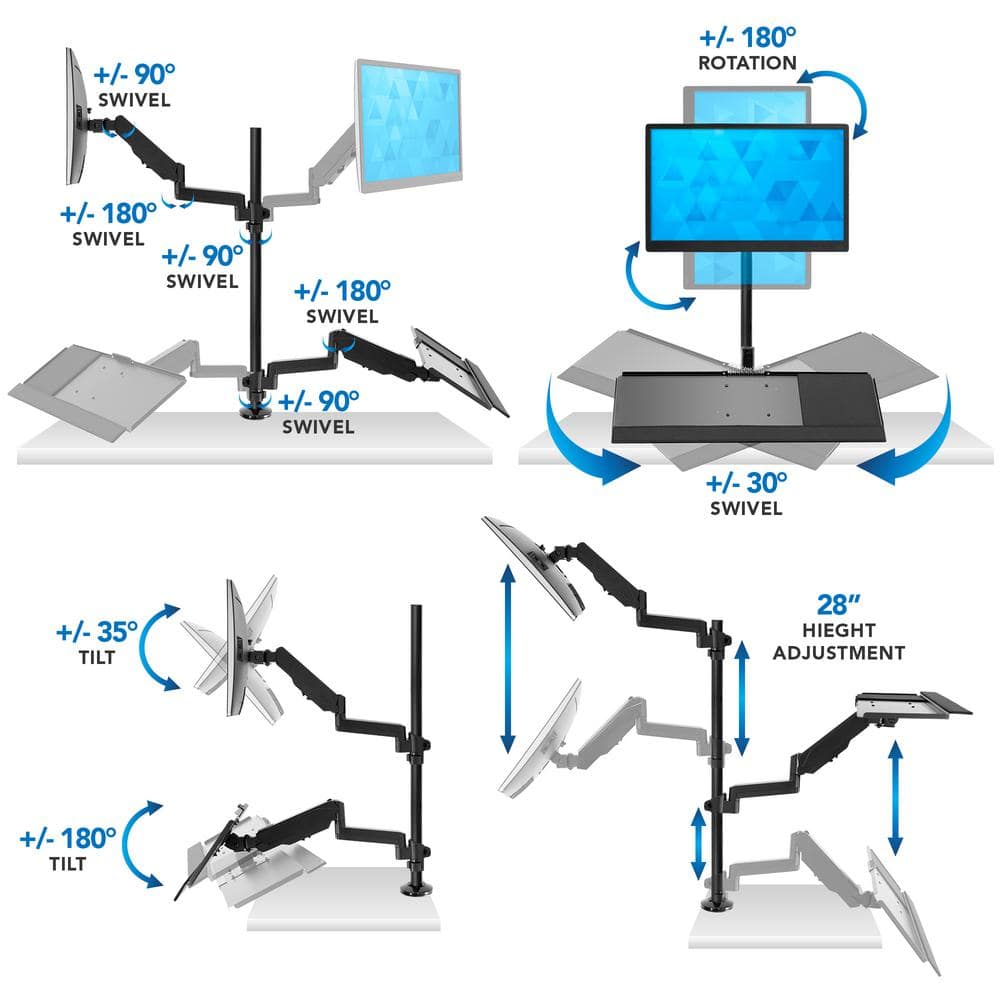 Mount-it Mount-It Full Motion Height Adjustable Sit Stand Monitor Desk Mount | Fits Up to 32" Screens