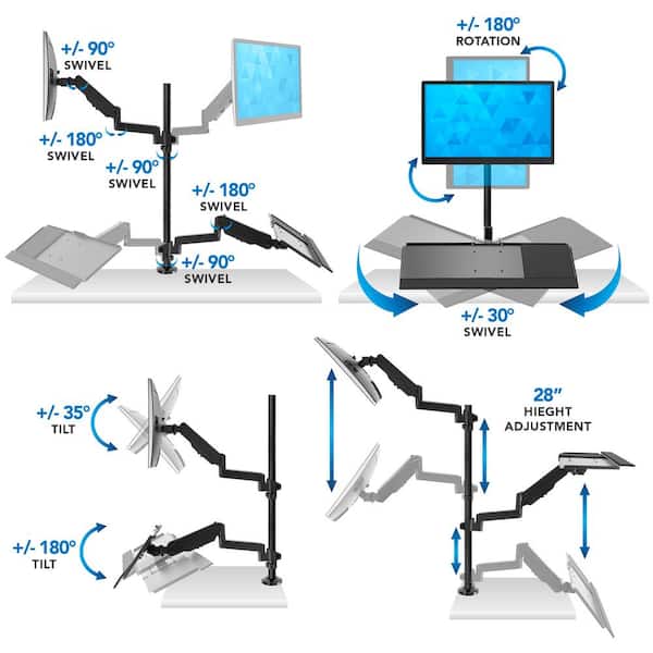 Mount-It! Single Monitor Sit-Stand Desk Mount with Keyboard Tray