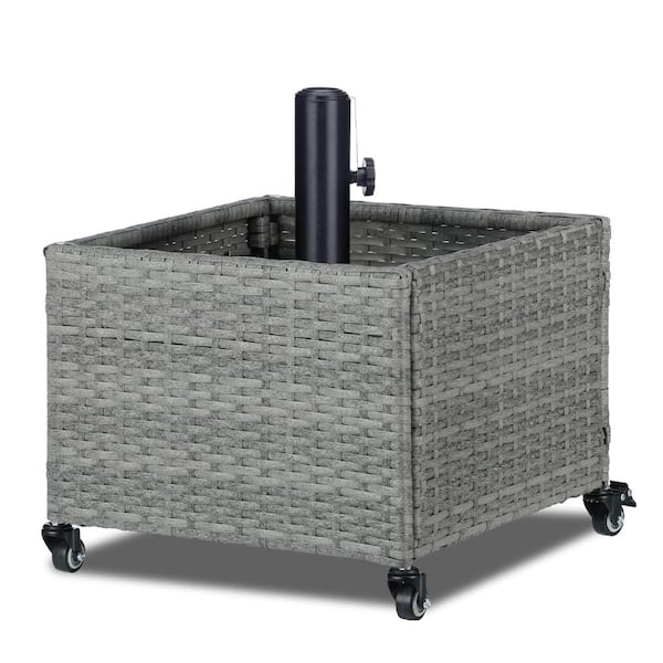18 x 18 x 19 in Patio Umbrella Base Planter with Locking Wheels Gray 1 Piece