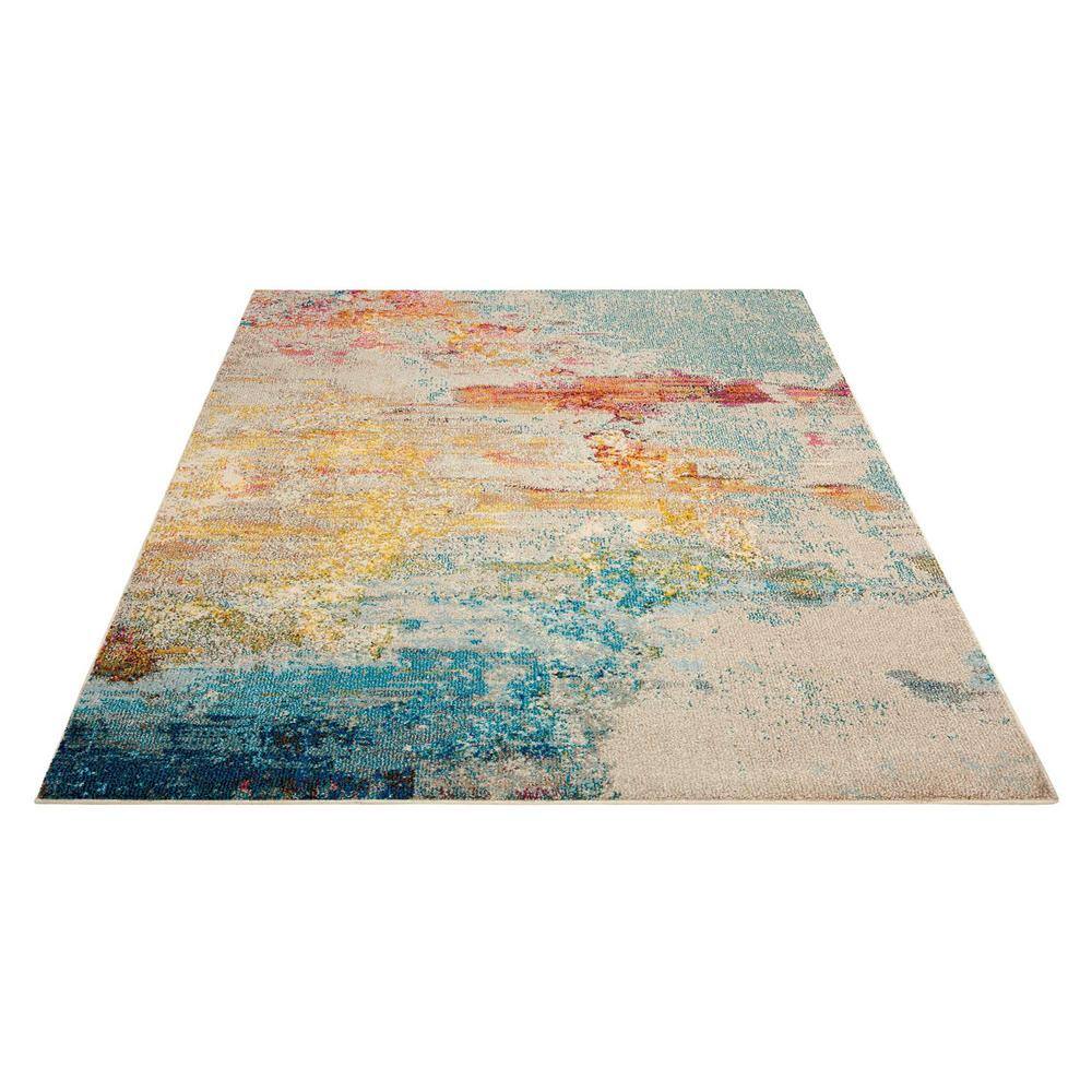 Celestial 2x4 Ft Med Grey Abstract Synthetic Rug