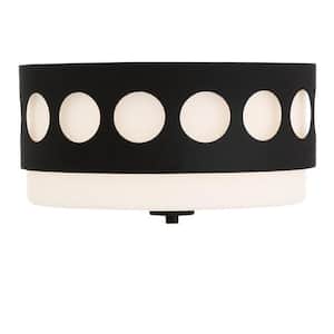 Kirby 13.37 in. 2-Light Black Forged Flush Mount