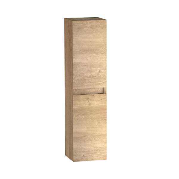 Menta 13.8 in. W x 12.4 in. D x 55.1 in. H Bathroom Storage Wall Cabinet in Natural Oak