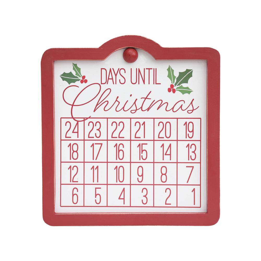 PARISLOFT 11 75 In Red Wood Framed Days Until Christmas Wall Countdown 