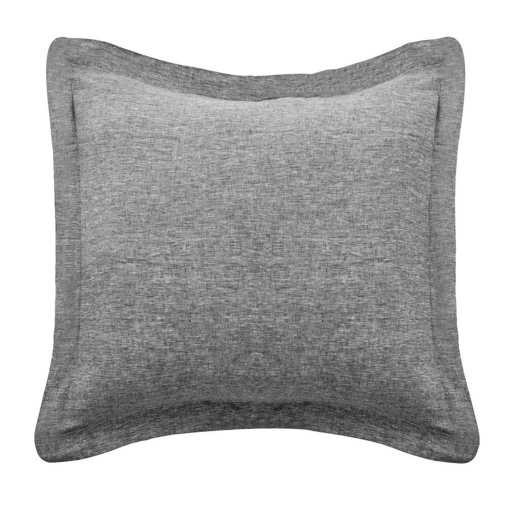 LEVTEX HOME Washed Linen Heathered Stone Flange 26 in. x 26 in. Euro Sham