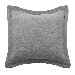 Washed Linen Heathered Stone Flange 26 in. x 26 in. Euro Sham
