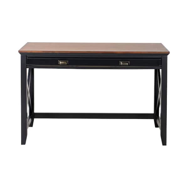 Unbranded 47.2 in. Natural Veneer Rectangular 1 -Drawer Writing Desk with X-side Panels
