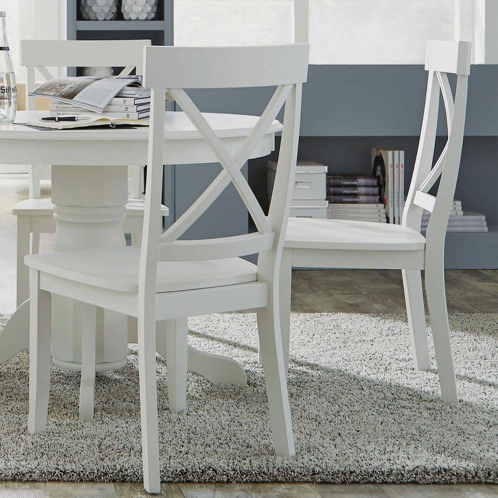 Antique White Round Pedestal Dining Set with 4 Chairs