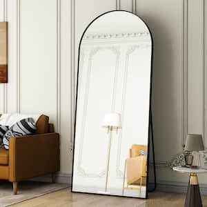 30 in. W x 71 in. H Arched Classic Black Aluminum Alloy Framed Oversized Full Length Mirror Wall Mirror