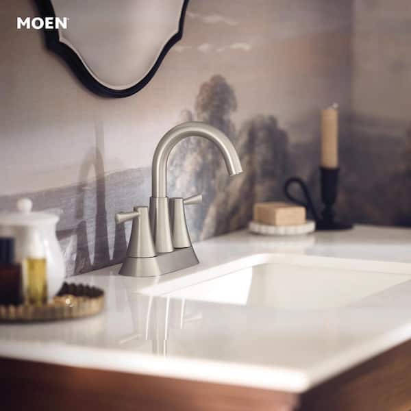 Ronan 4 in. Centerset 2-Handle Curved Bathroom Faucet in Spot Resist Brushed Nickel