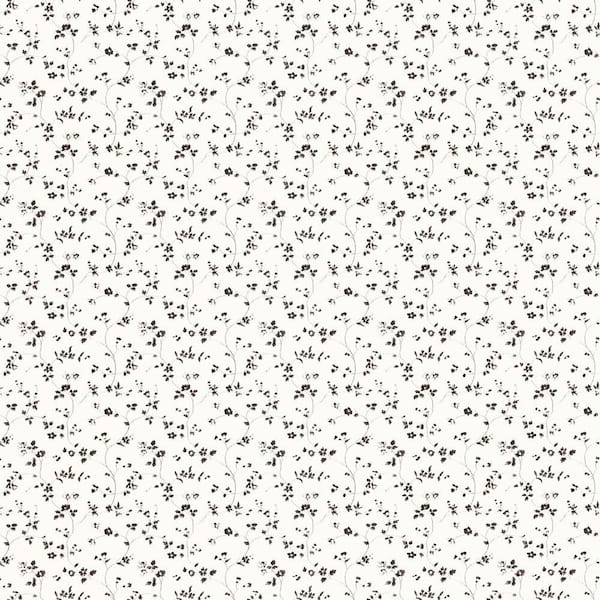 The Wallpaper Company 8 in. x 10 in. Black and White Mini Floral Trail Wallpaper Sample