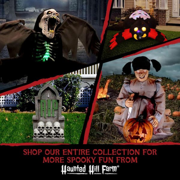 Haunted Hill Farm 3.2 ft. Lunging Pumpkin Carver Zombie Girl with