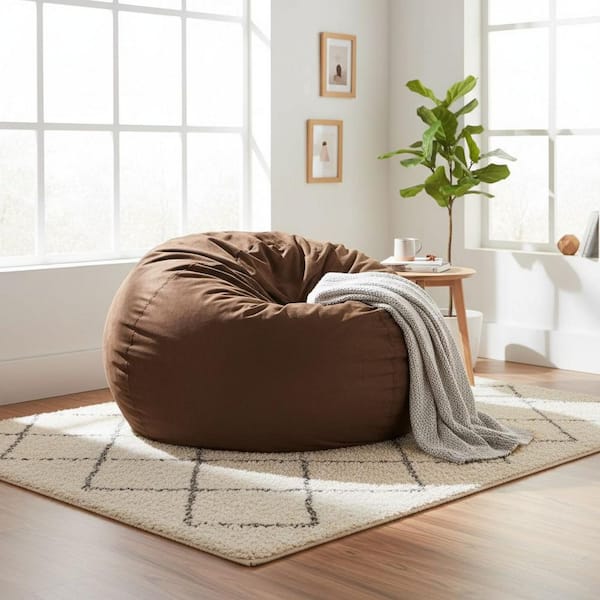 Homy Casa Prota Large Caramel Microfiber Bean Bag Chair with