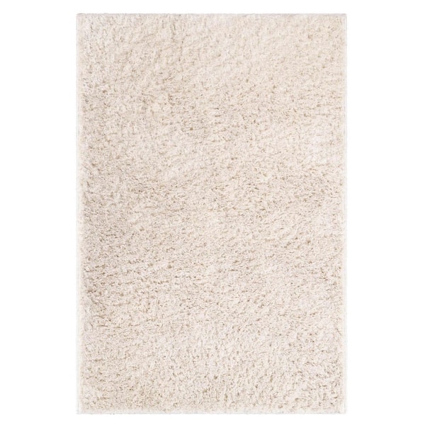 SUPERIOR California Ivory 4 ft. x 6 ft. in. Solid Indoor Ultra-Soft Fuzzy Shag Area Rug