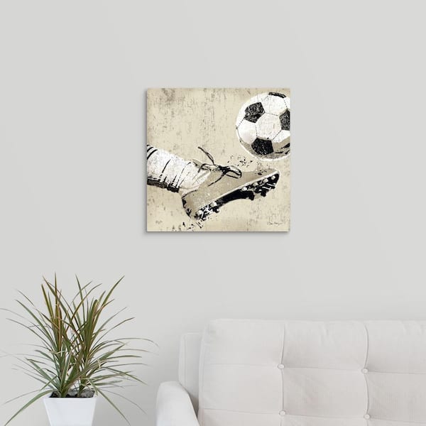 16 in. x 16 in. "Vintage Soccer Strike" by Peter Horjus Canvas Wall Art