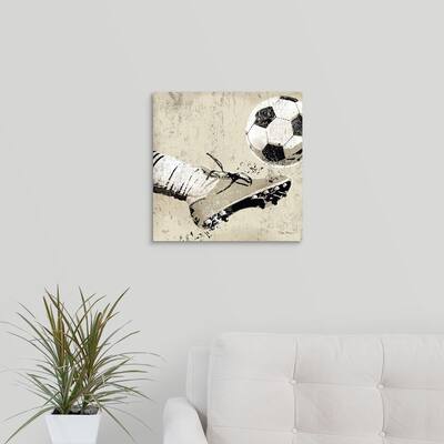 16 in. x 16 in. "Vintage Soccer Strike" by Peter Horjus Canvas Wall Art