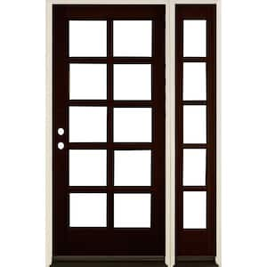 50 in. x 80 in. French LH Full Lite Clear Glass Red Mahogany Stain Douglas Fir Prehung Front Door with RSL