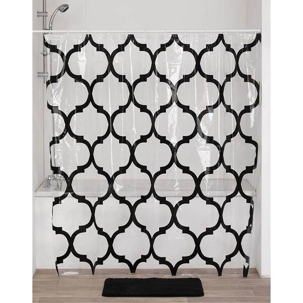 Transparent In W X In L Peva Shower Curtain Black Arabesque