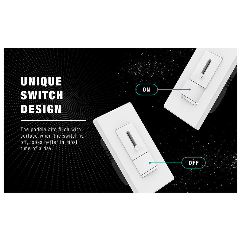 White Thermoplastic Double Pole Dimmer with Wall Plate