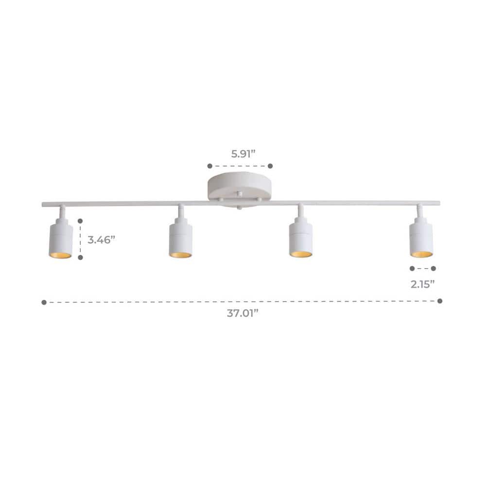 White 4-Head LED Track Light with Adjustable Spotlights