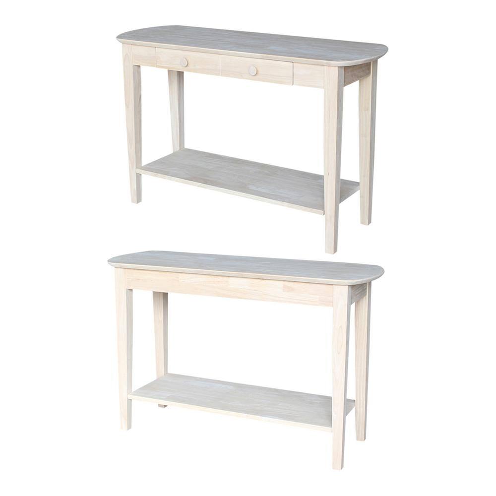 Unfinished Parawood Philips Oval Sofa Table with Storage