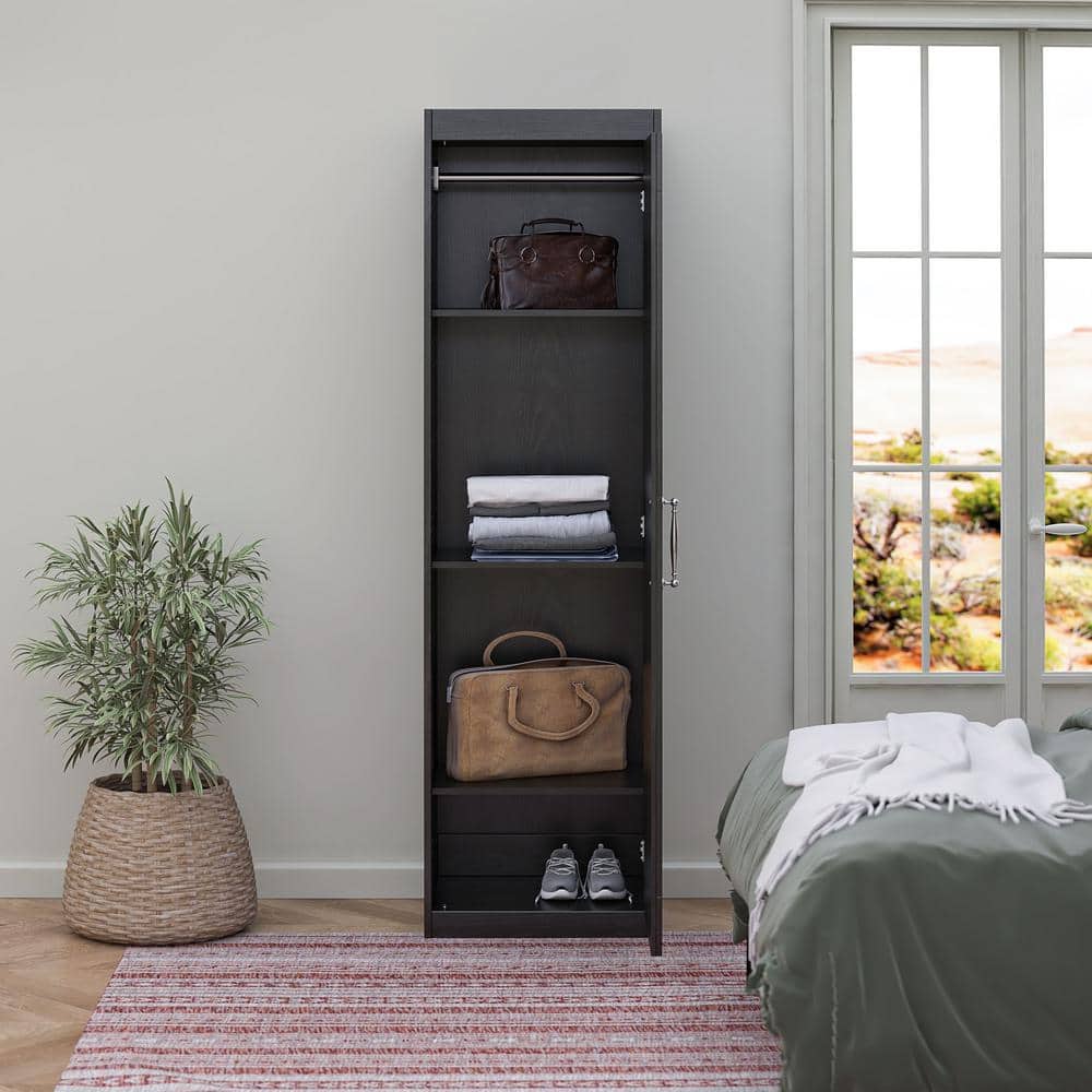 Her Majesty Nightfall Oak, Wood, 23.62in Armoire with Shelves