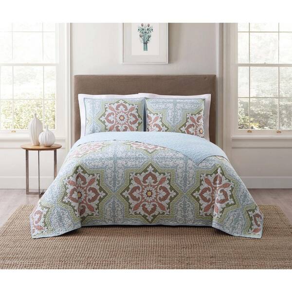 Style 212 Sheffield Green Multi Full and Queen XL Quilt Set