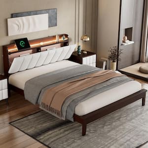 Harper & Bright Designs Walnut(Brown) Wood Frame Full Size Platform Bed ...