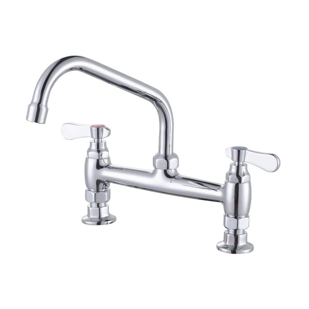 Double Handle Deck Mounted Standard Kitchen Faucet, Commercial Faucet with 8 in. Long Spout in Polished Chrome price history on PriceWatchPro